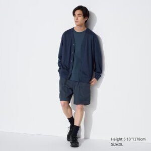 Uniqlo AIRism Cotton Long Sleeve Cardigan (Blue)